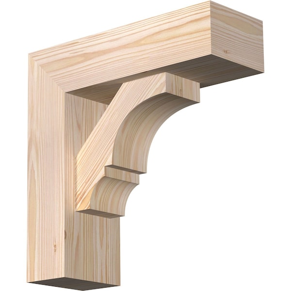 Ekena Millwork Balboa Block Smooth Bracket w/ Offset Brace, Douglas Fir, 5 1/2"W x 16"D x 16"H BKT0604X16X16BOA05SDF - main